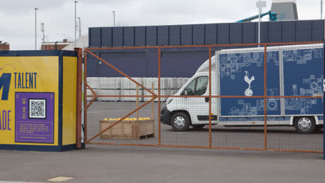 Vehicle-With-Club-Branding-Outside-Tottenham-Hotspur-Stadium-The-Home-Ground-Of-Spurs-Football-Club-In-London